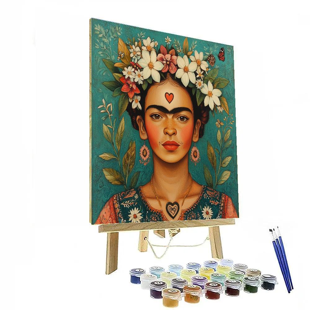 Frida Kahlo Inspired Portrait With Botanical Crown Paint by numbers kits