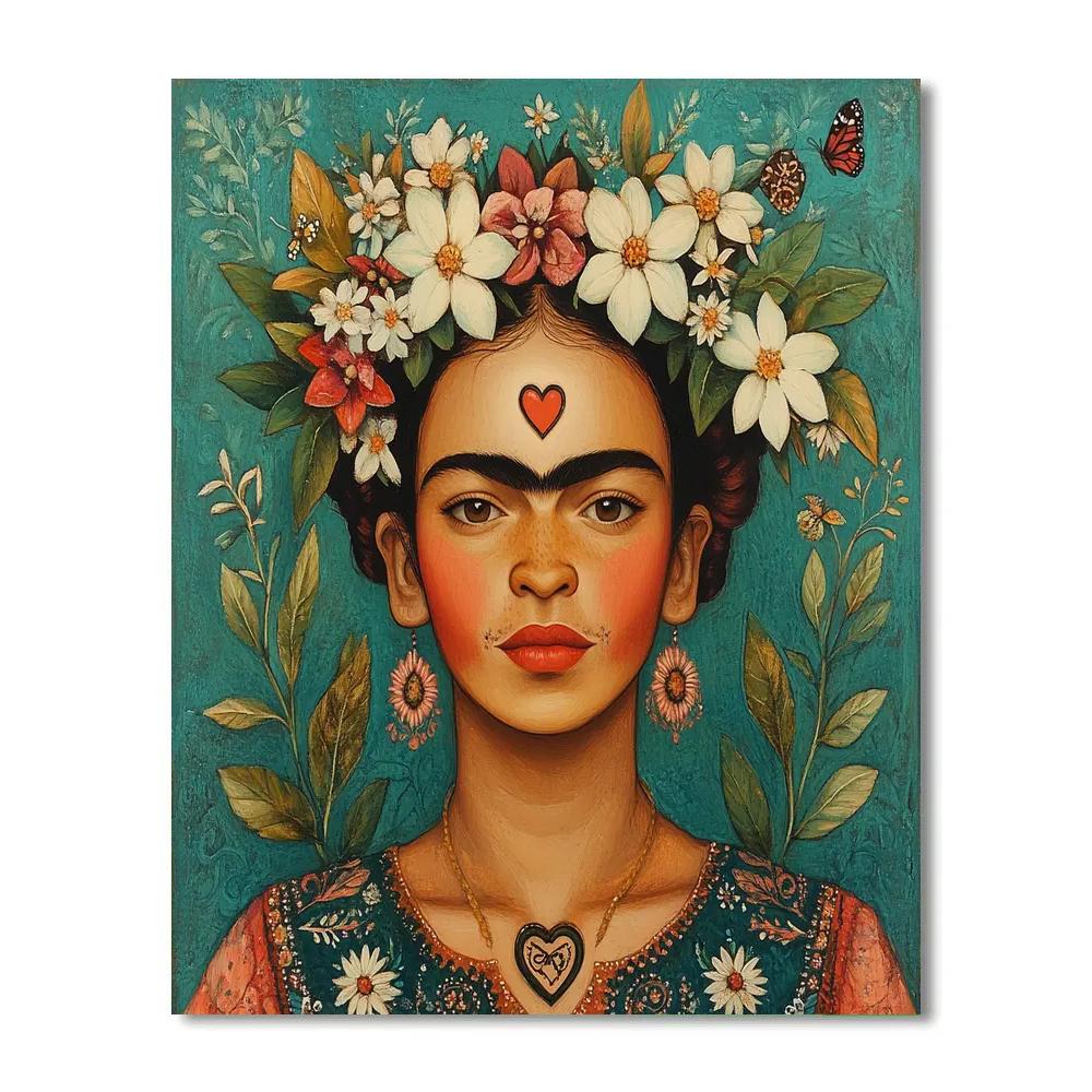 Frida Kahlo Inspired Portrait With Botanical Crown Paint by numbers kits