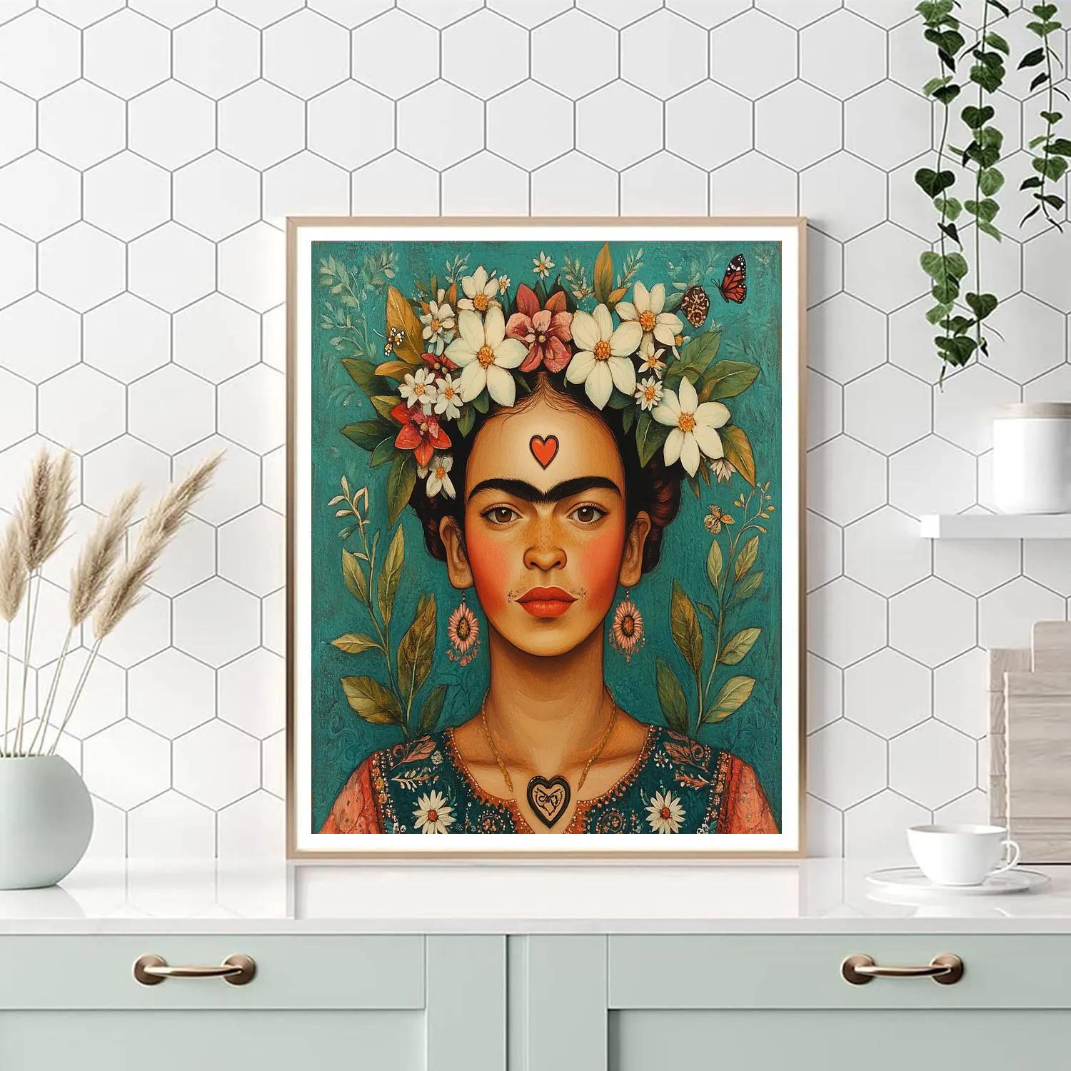 Frida Kahlo Inspired Portrait With Botanical Crown Paint by numbers kits