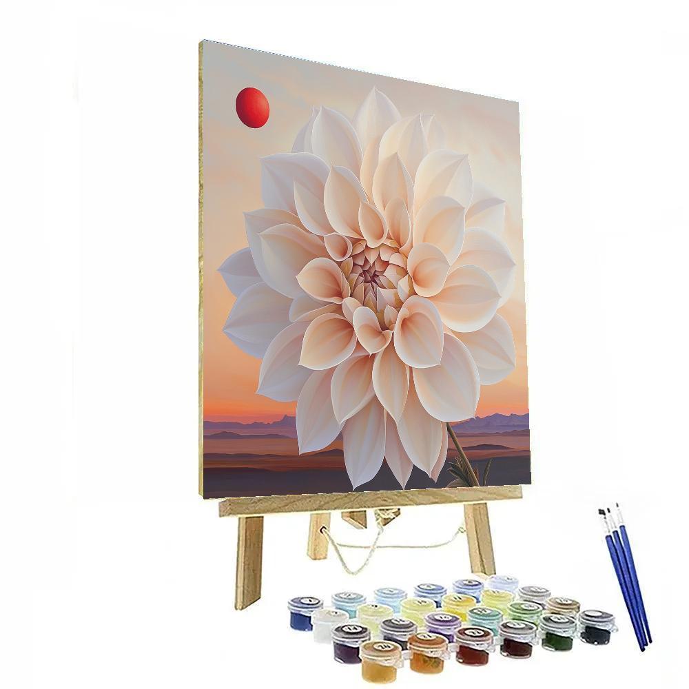 Georgia OKeeffe Inspired Desert Flower And Red Moon painting number kit