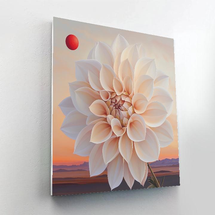 Georgia OKeeffe Inspired Desert Flower And Red Moon painting number kit