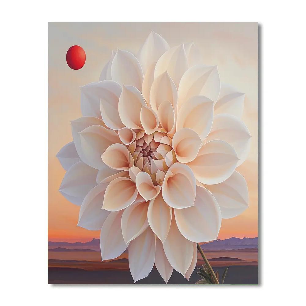 Georgia OKeeffe Inspired Desert Flower And Red Moon painting number kit
