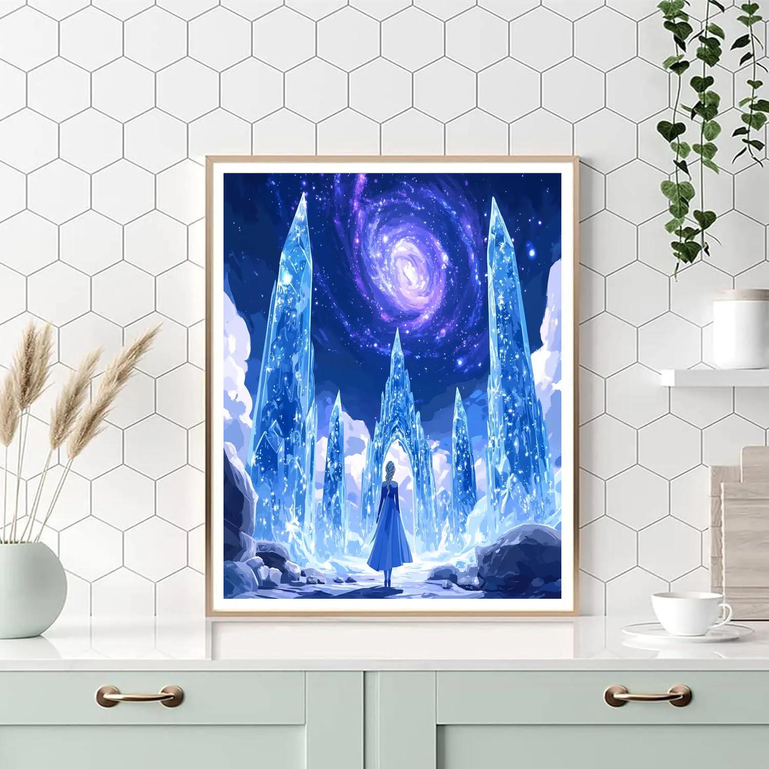 Elsa Crystal Galaxy Ice Castle Number painting