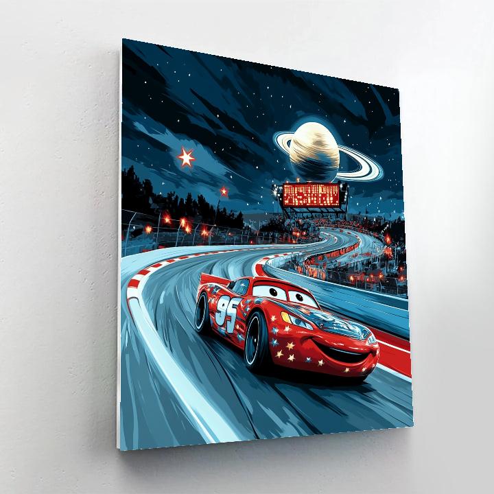 Lightning McQueen Cosmic Raceway Night DIY paint by numbers
