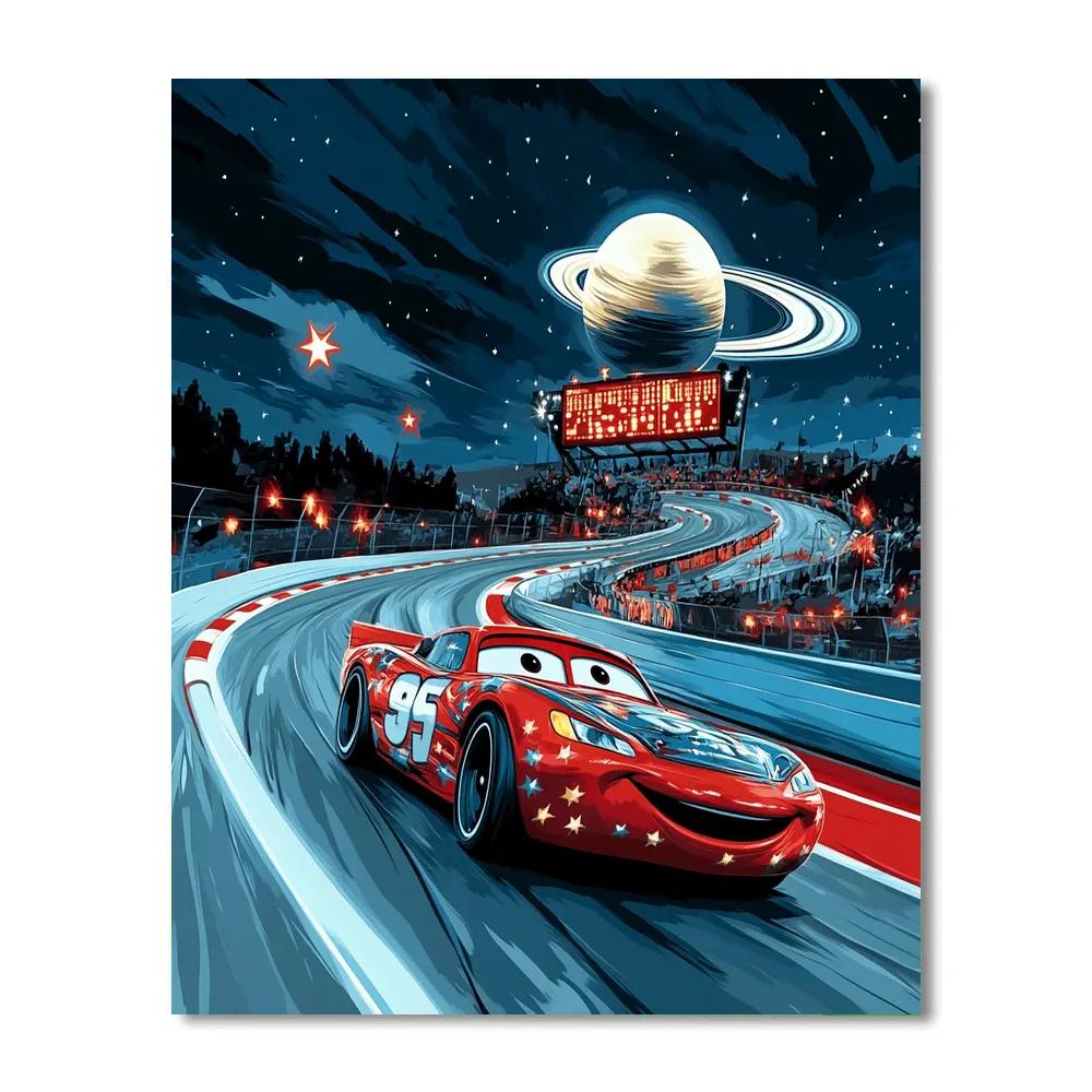 Lightning McQueen Cosmic Raceway Night DIY paint by numbers