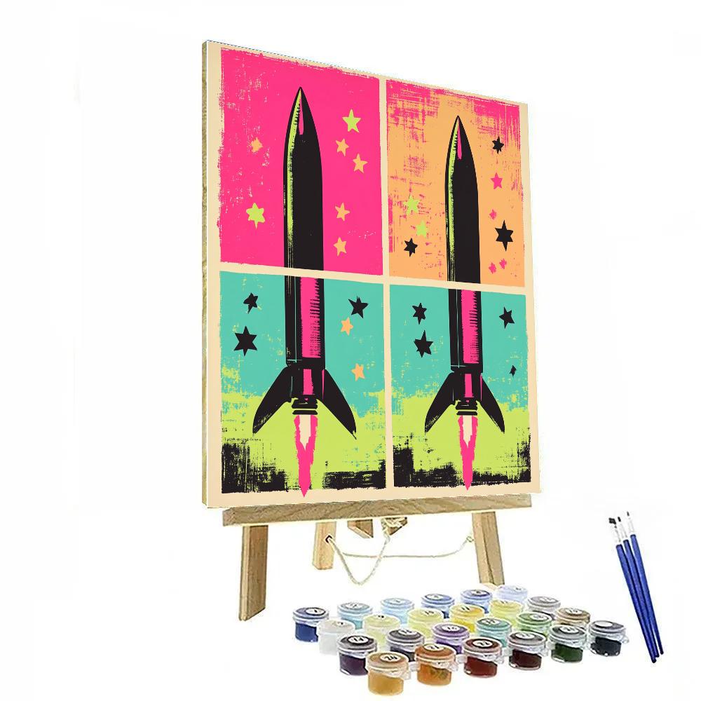Andy Warhol Inspired Pop Art Space Rocket Poster Paint by numbers art