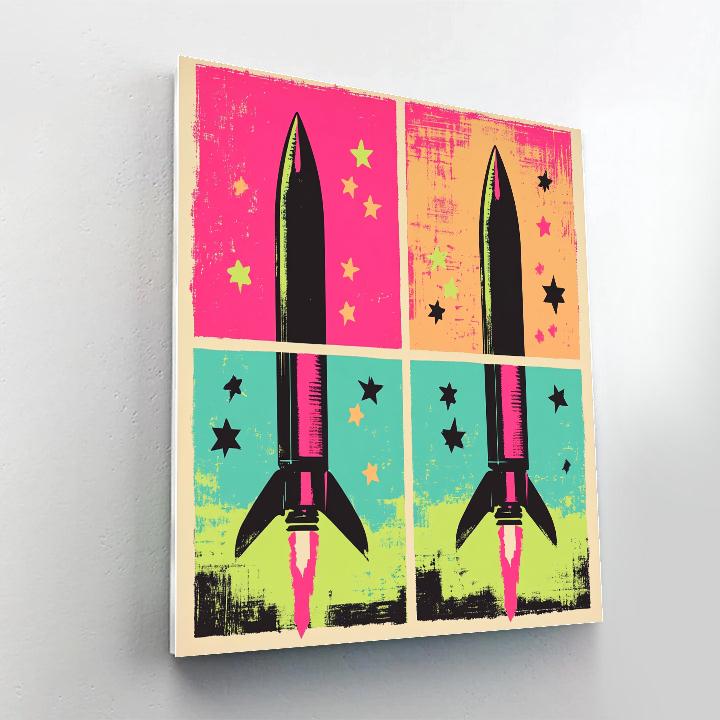 Andy Warhol Inspired Pop Art Space Rocket Poster Paint by numbers art