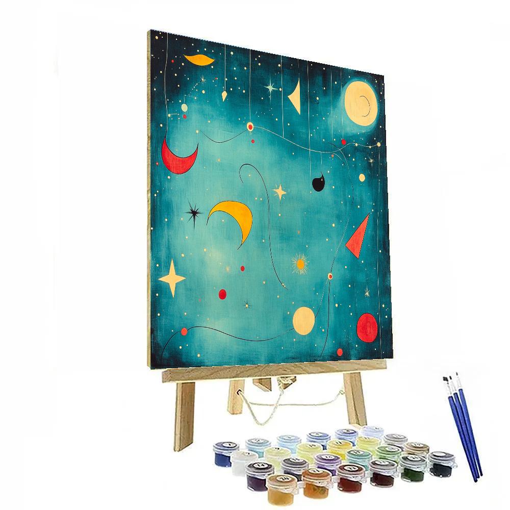 Joan Miró Inspired Playful Patterned Night Sky paint by numbers
