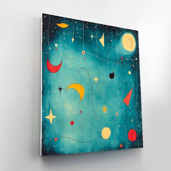 Joan Miró Inspired Playful Patterned Night Sky paint by numbers