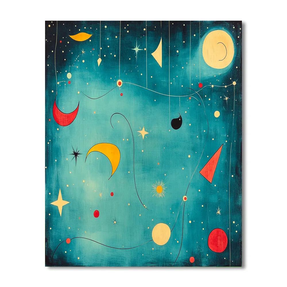 Joan Miró Inspired Playful Patterned Night Sky paint by numbers