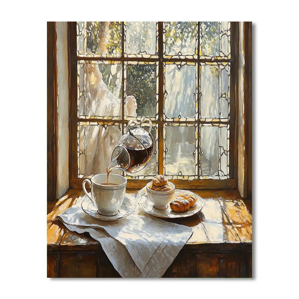 Johannes Vermeer Inspired Morning Coffee By Window Numbered painting kits