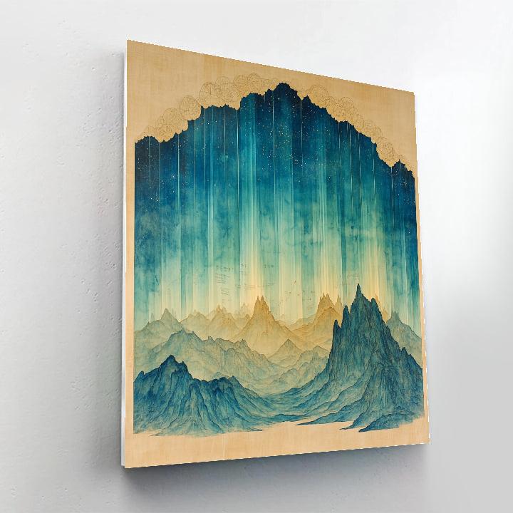 Leonardo Da Vinci Inspired Aurora Over Silent Mountains Painting by numbers kit