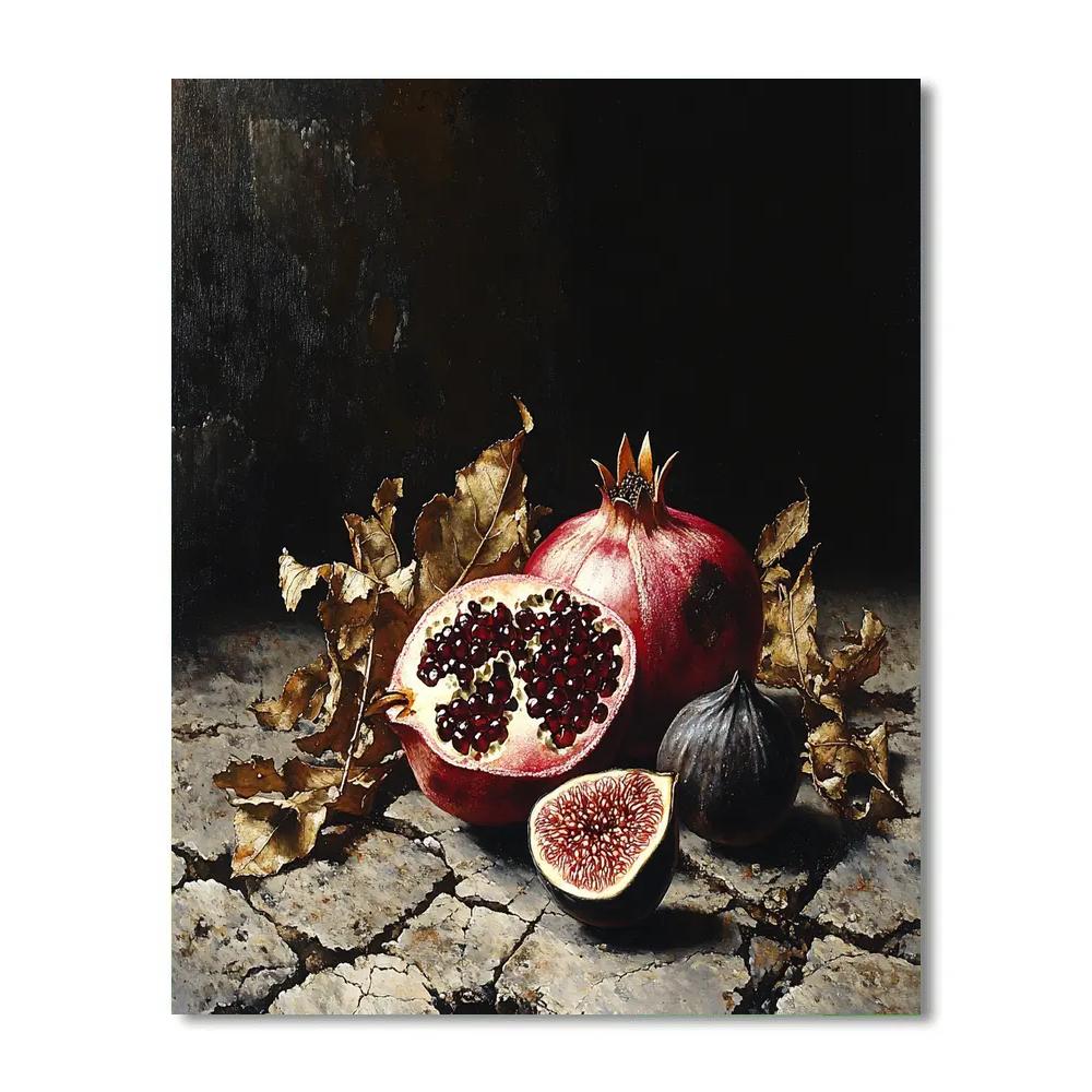 Caravaggio Inspired Eclipse Lit Pomegranate Ruins Painting by numbers kit
