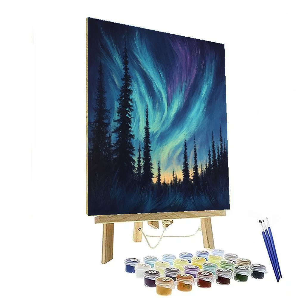 Edgar Degas Inspired Aurora Over Silent Pines DIY paint by numbers