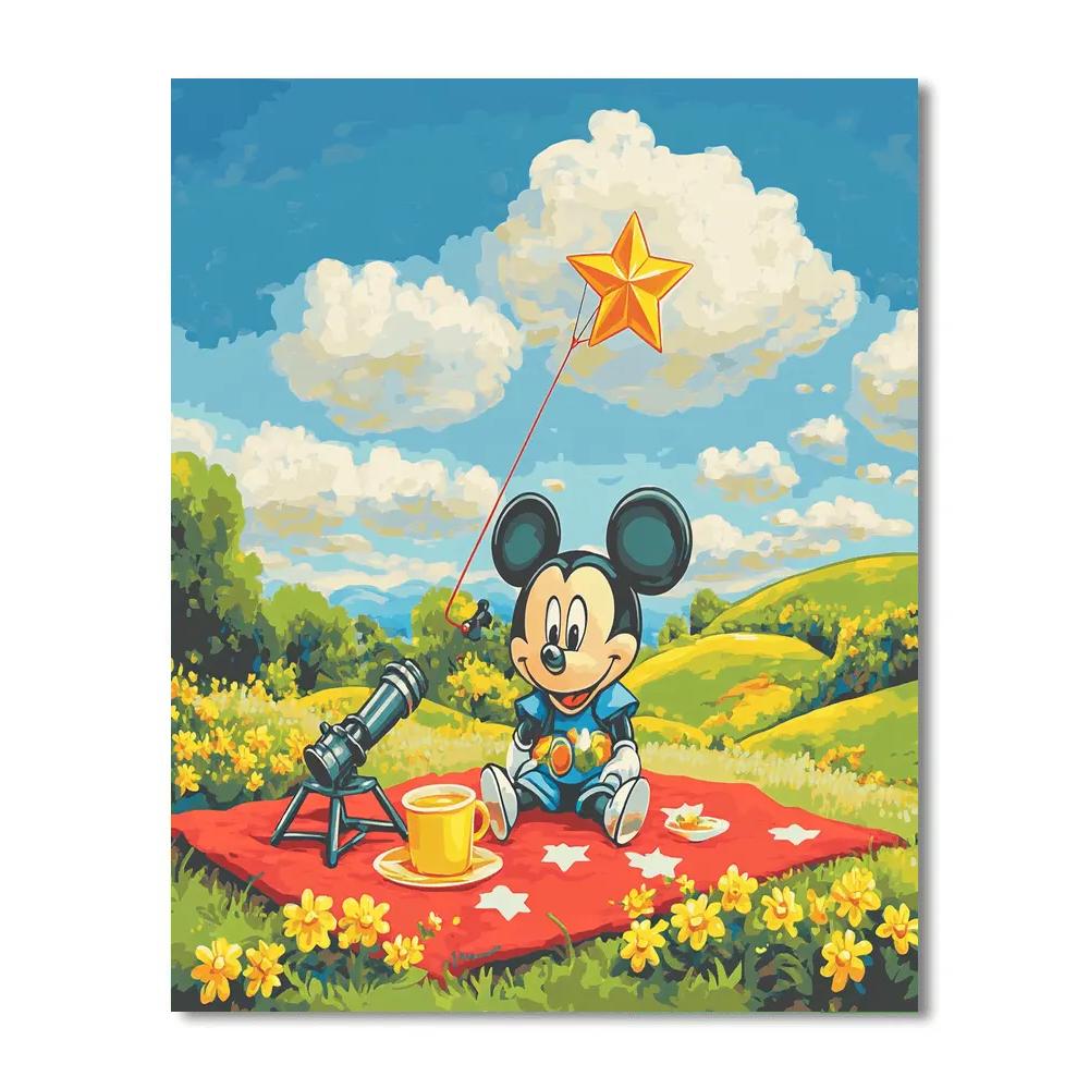 Mickey Mouse Galaxy Kite Picnic Painting by numbers kit