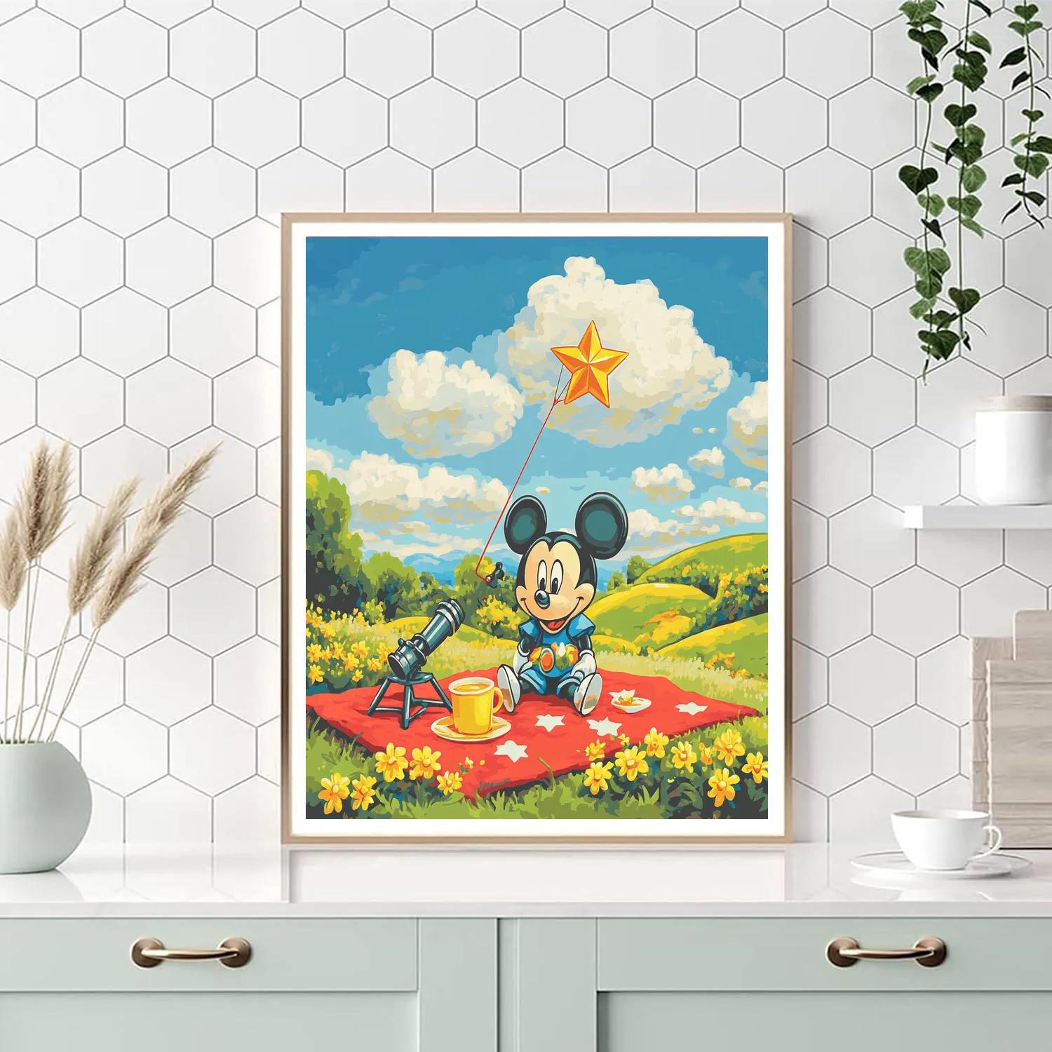 Mickey Mouse Galaxy Kite Picnic Painting by numbers kit