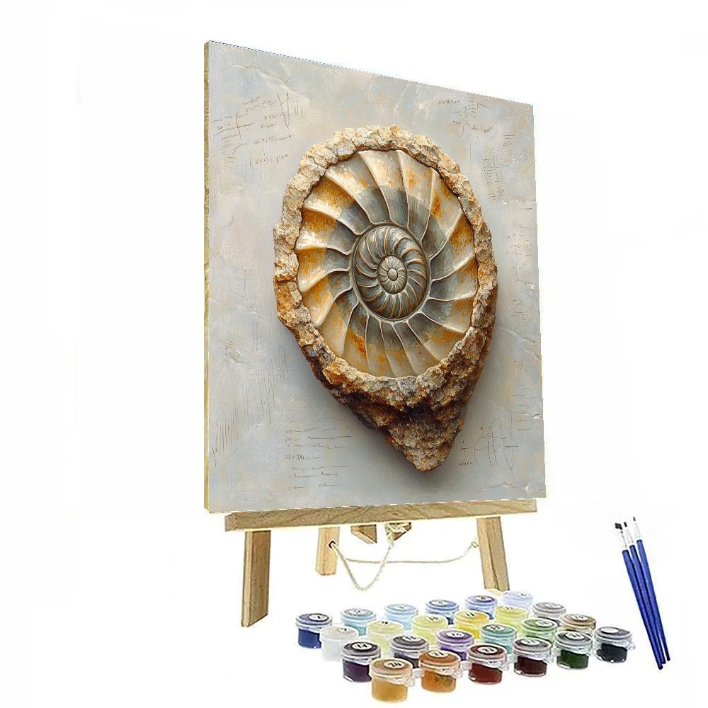 Leonardo Da Vinci Inspired Fossil Spiral In River Clay paint by color