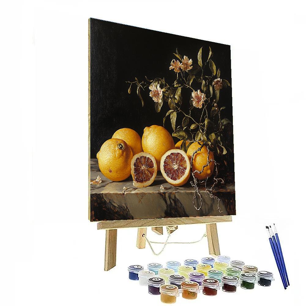 Caravaggio Inspired Nebula Shadowed Citrus Bloom Painting by numbers kit