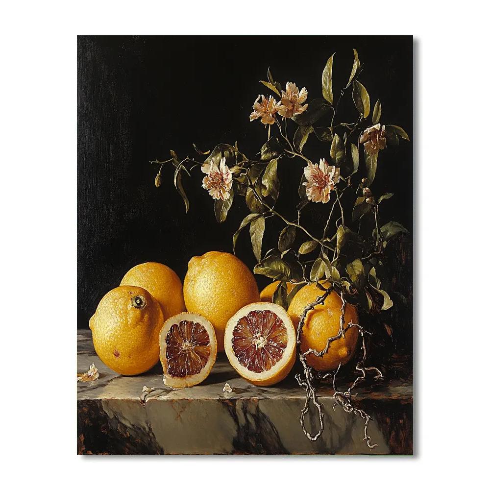 Caravaggio Inspired Nebula Shadowed Citrus Bloom Painting by numbers kit