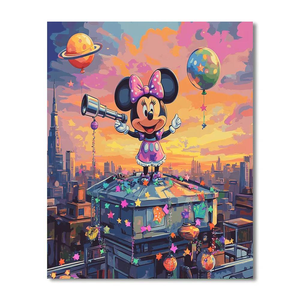 Minnie Mouse Rainbow Observatory Party paint by numbers