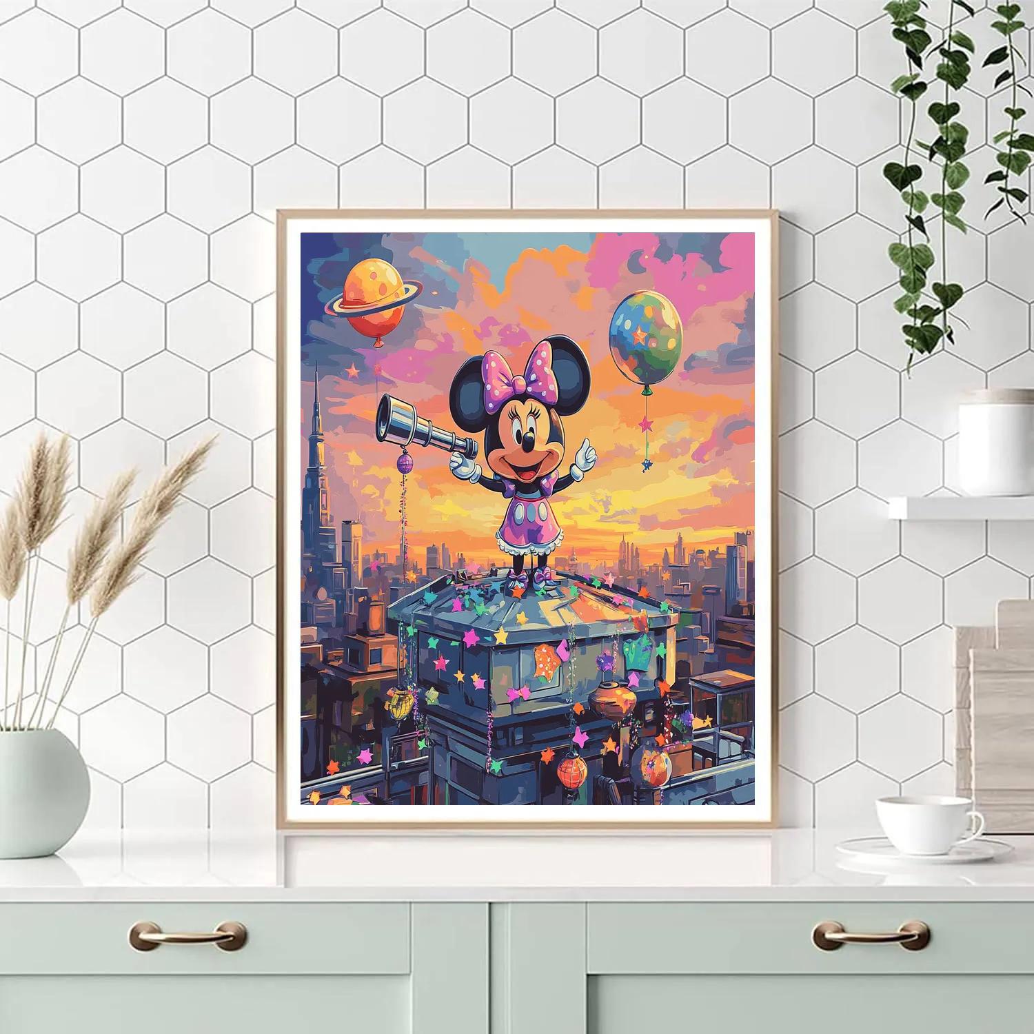 Minnie Mouse Rainbow Observatory Party paint by numbers