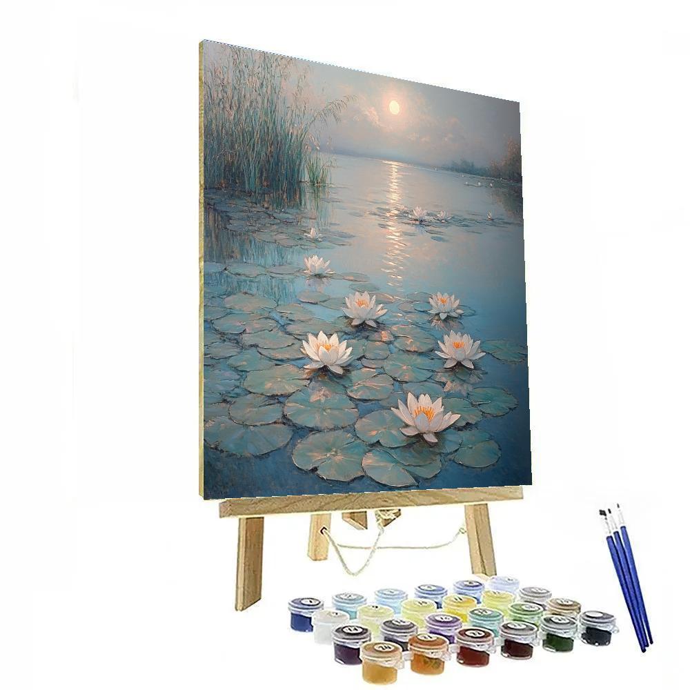 Claude Monet Inspired Water Lilies Under Moonlight Eclipse paint by number