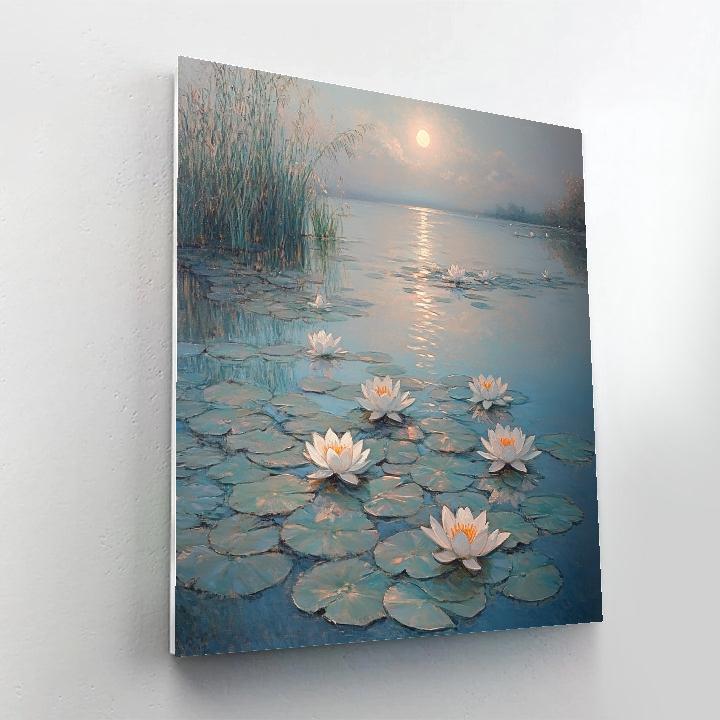 Claude Monet Inspired Water Lilies Under Moonlight Eclipse paint by number