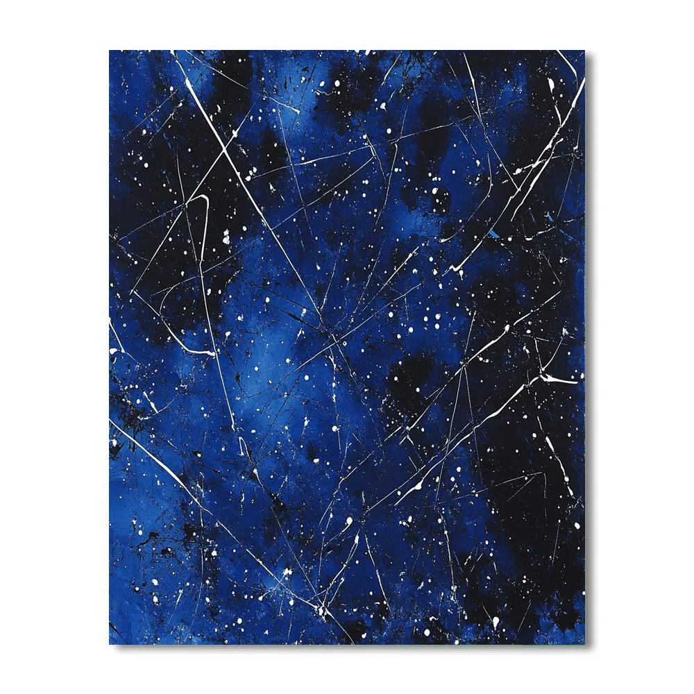 Jackson Pollock Inspired Pulsar Lattice In Indigo And Silver Numbered painting kits