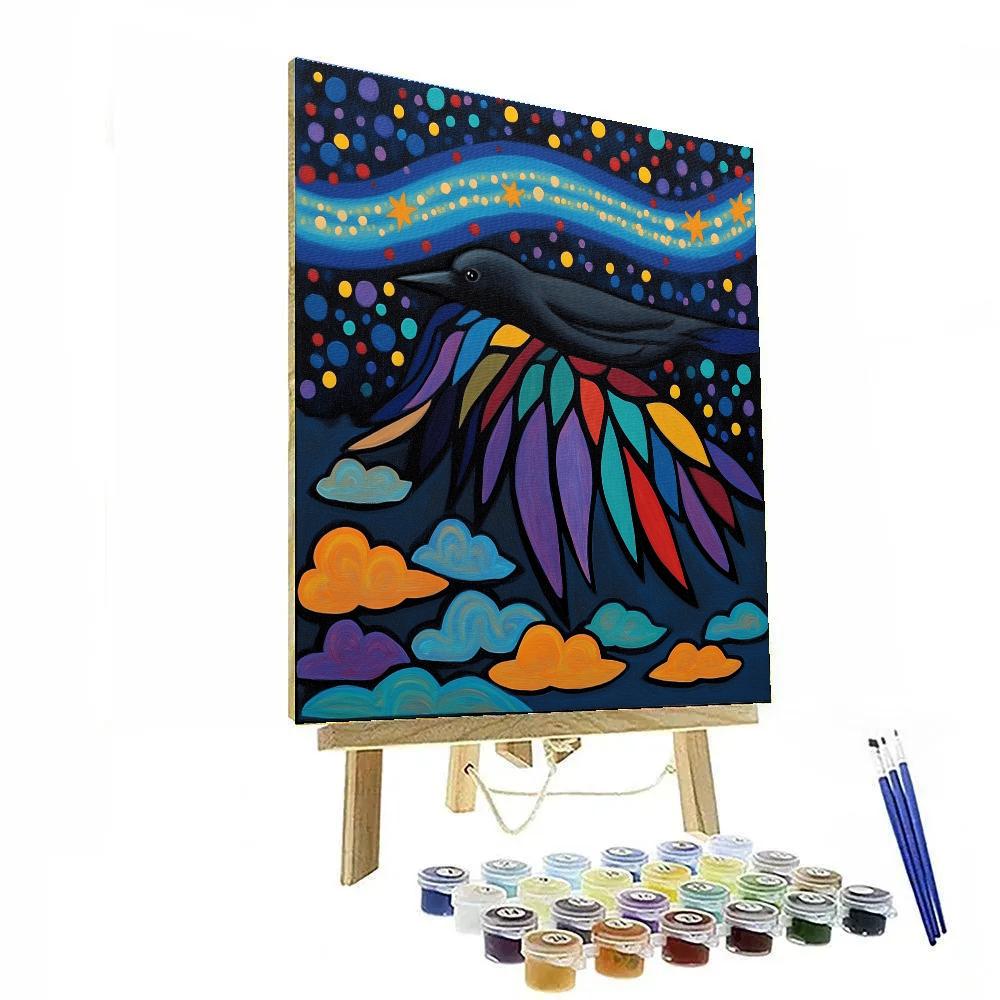 Norval Morrisseau Inspired Aurora Raven Of The Northern Sky Spirits Number painting