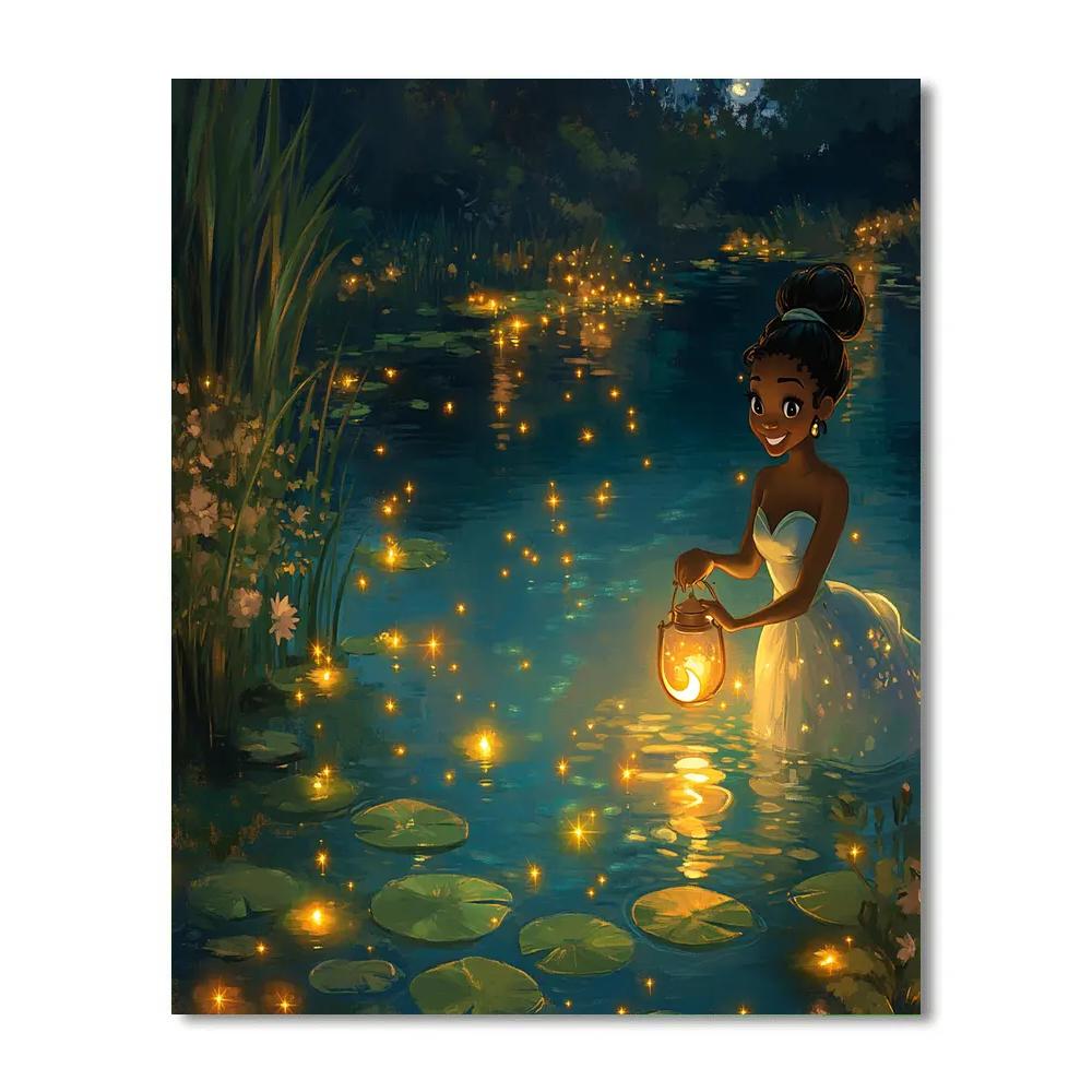 Princess Tiana Firefly Lagoon Evening Paint by numbers art