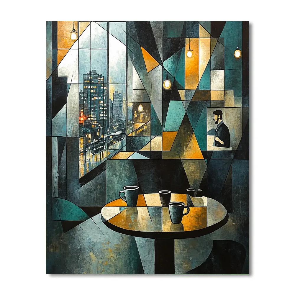 Pablo Picasso Inspired Cubist Cafe At Closing Time Numbered painting kits
