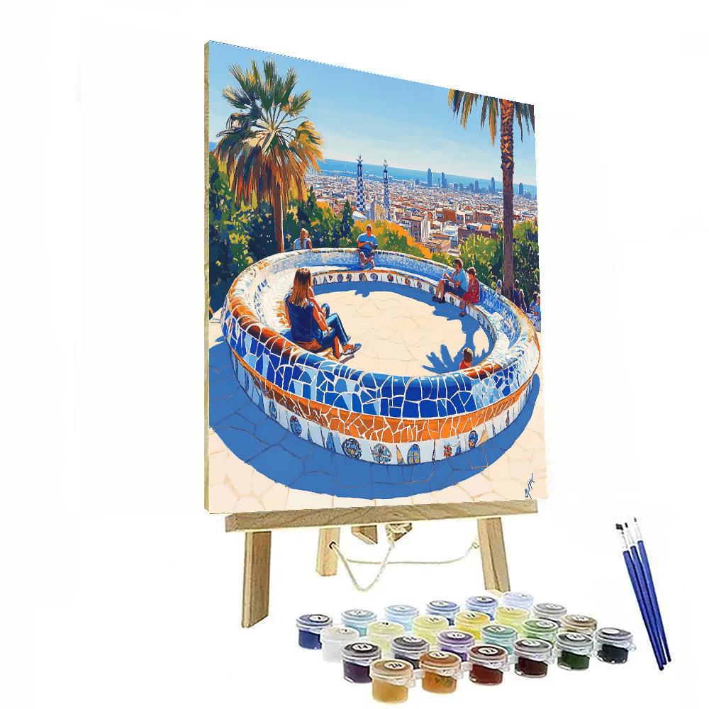 Park Guell Terrace Viewpoint, Barcelona, Spain paint by number