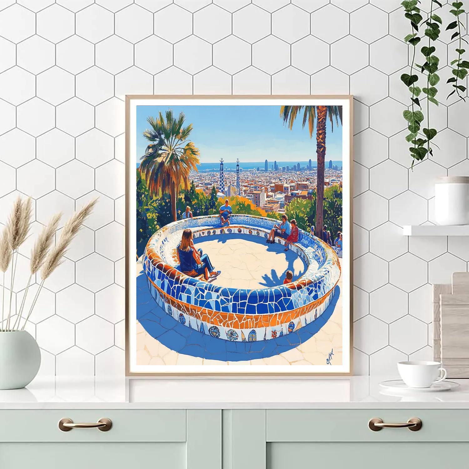 Park Guell Terrace Viewpoint, Barcelona, Spain paint by number