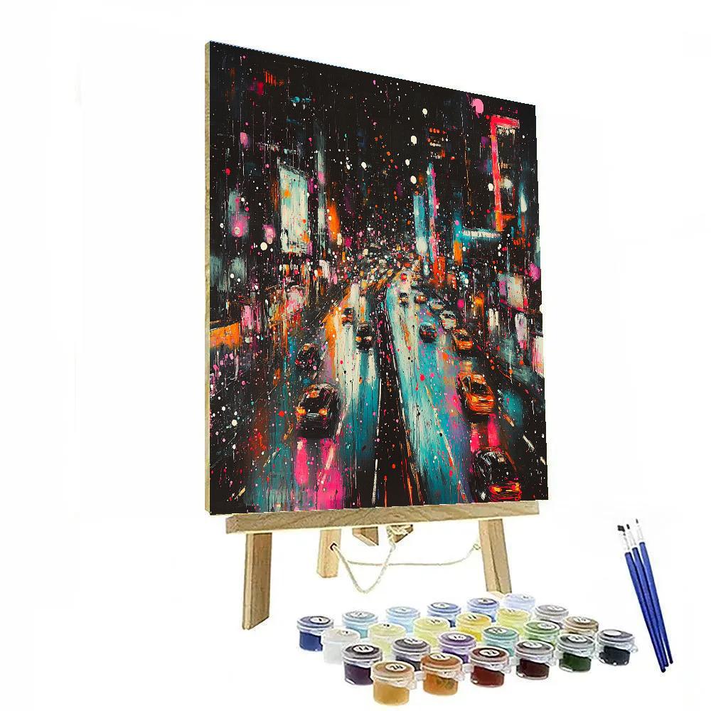 Jackson Pollock Inspired Citylights At Midnight painting number kit