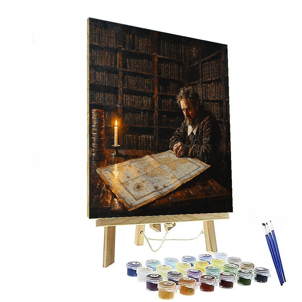 Rembrandt Inspired Candlelit Library Of Star Charts Paint by numbers art