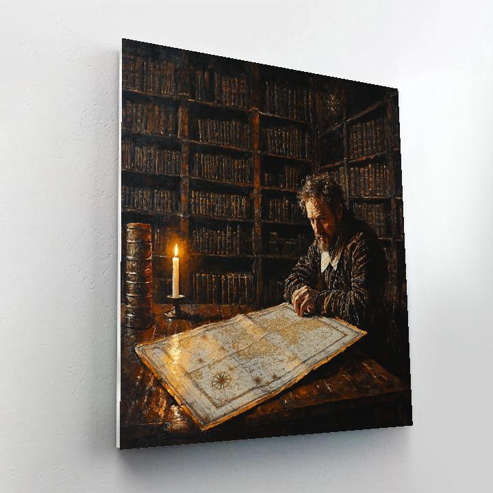 Rembrandt Inspired Candlelit Library Of Star Charts Paint by numbers art