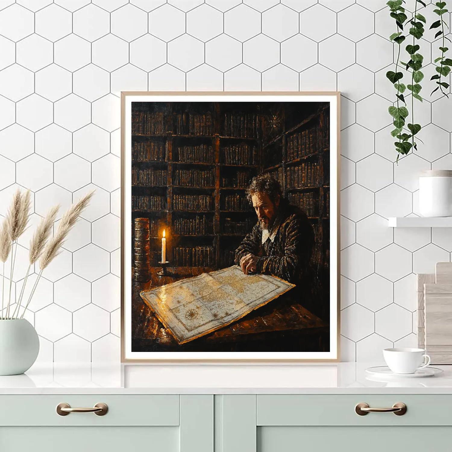 Rembrandt Inspired Candlelit Library Of Star Charts Paint by numbers art