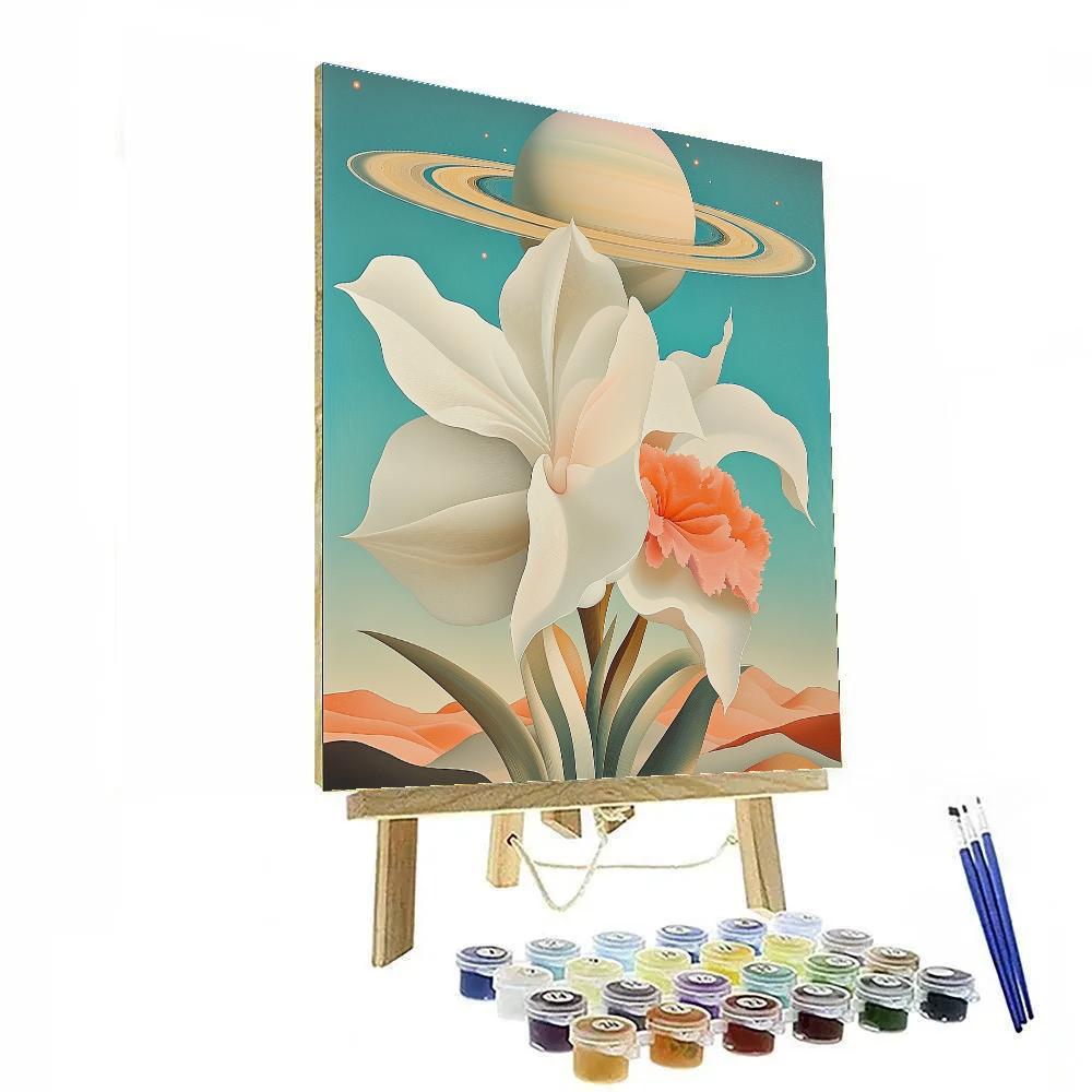 Georgia OKeeffe Inspired Desert Flowers Under Saturn painting number kit
