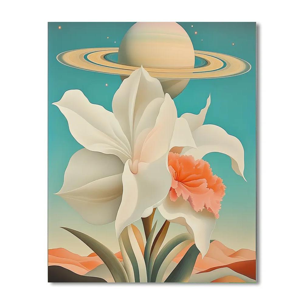 Georgia OKeeffe Inspired Desert Flowers Under Saturn painting number kit