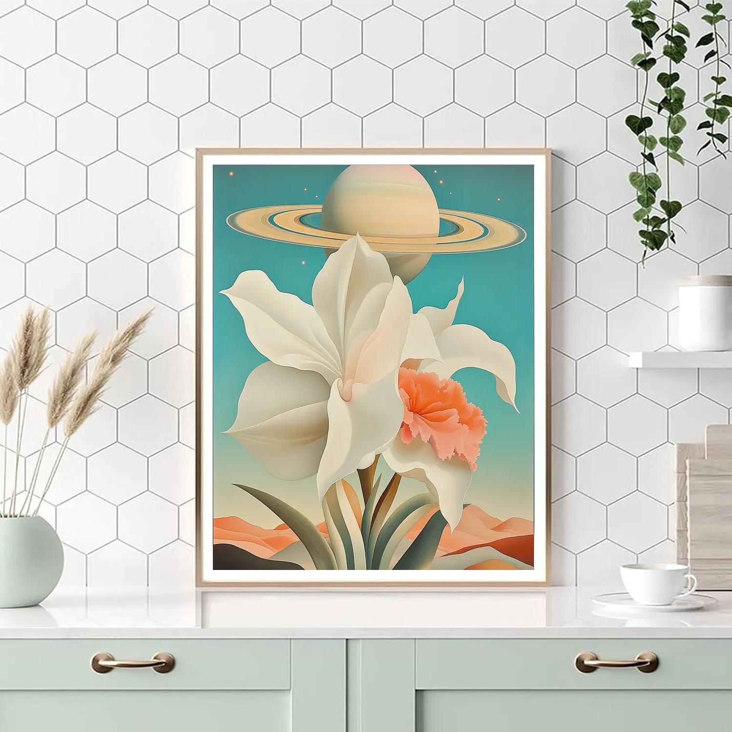 Georgia OKeeffe Inspired Desert Flowers Under Saturn painting number kit