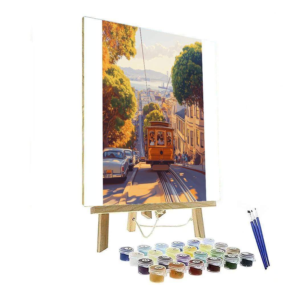 Cable Car Cresting The Hills, San Francisco, United States painting number kit