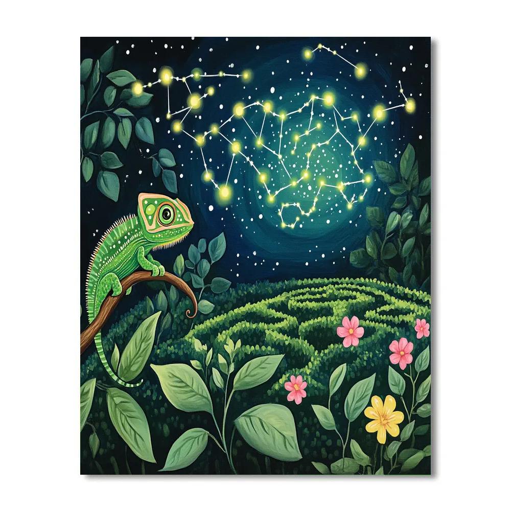 Pascal Chameleon Constellation Garden Paint by numbers art