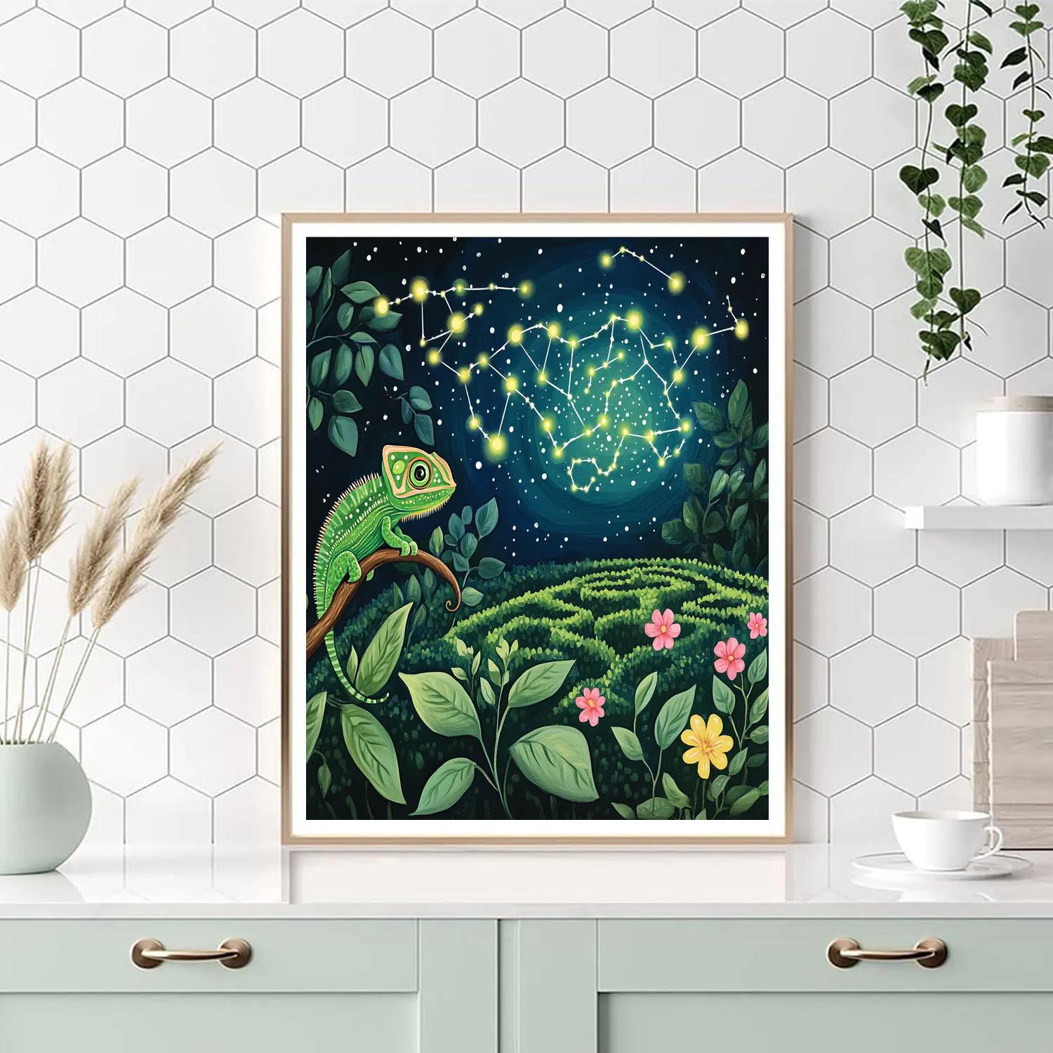 Pascal Chameleon Constellation Garden Paint by numbers art