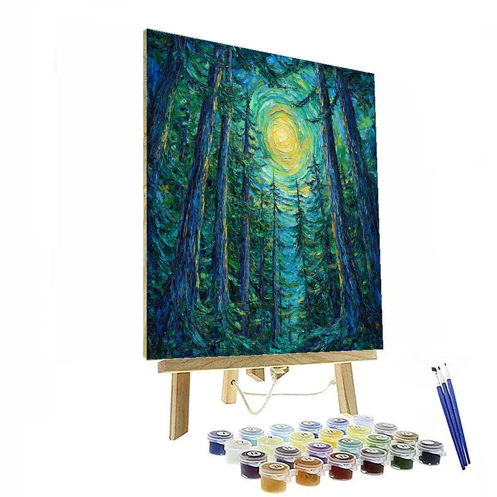 Emily Carr Inspired Cathedral Cedar Vortex Paint by numbers art