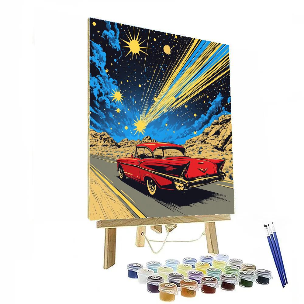 Roy Lichtenstein Inspired Meteor Shower Road Trip painting number kit