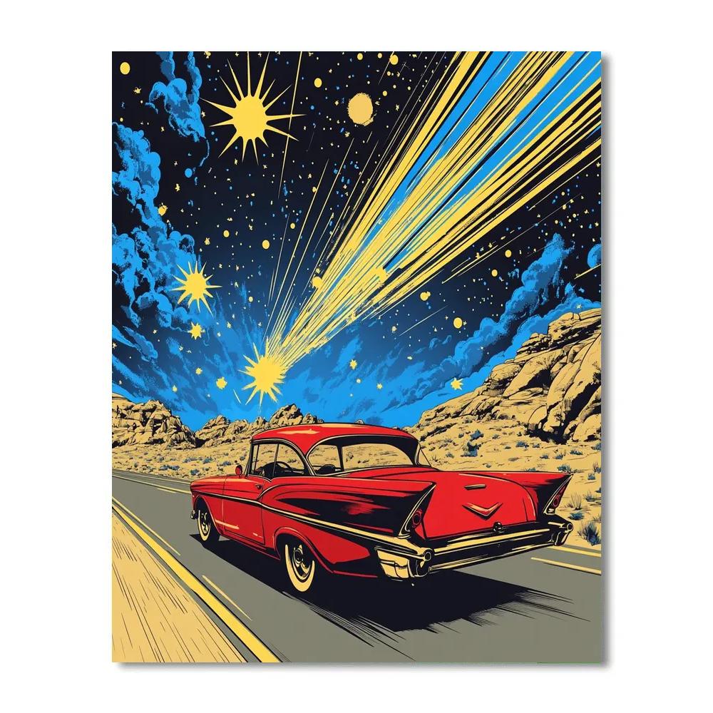 Roy Lichtenstein Inspired Meteor Shower Road Trip painting number kit