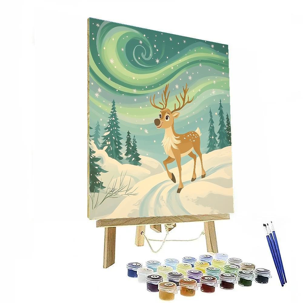 Sven Reindeer Aurora Snow Trail DIY paint by numbers