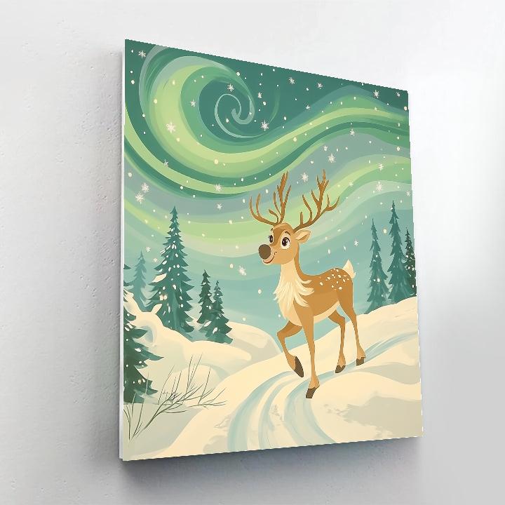 Sven Reindeer Aurora Snow Trail DIY paint by numbers