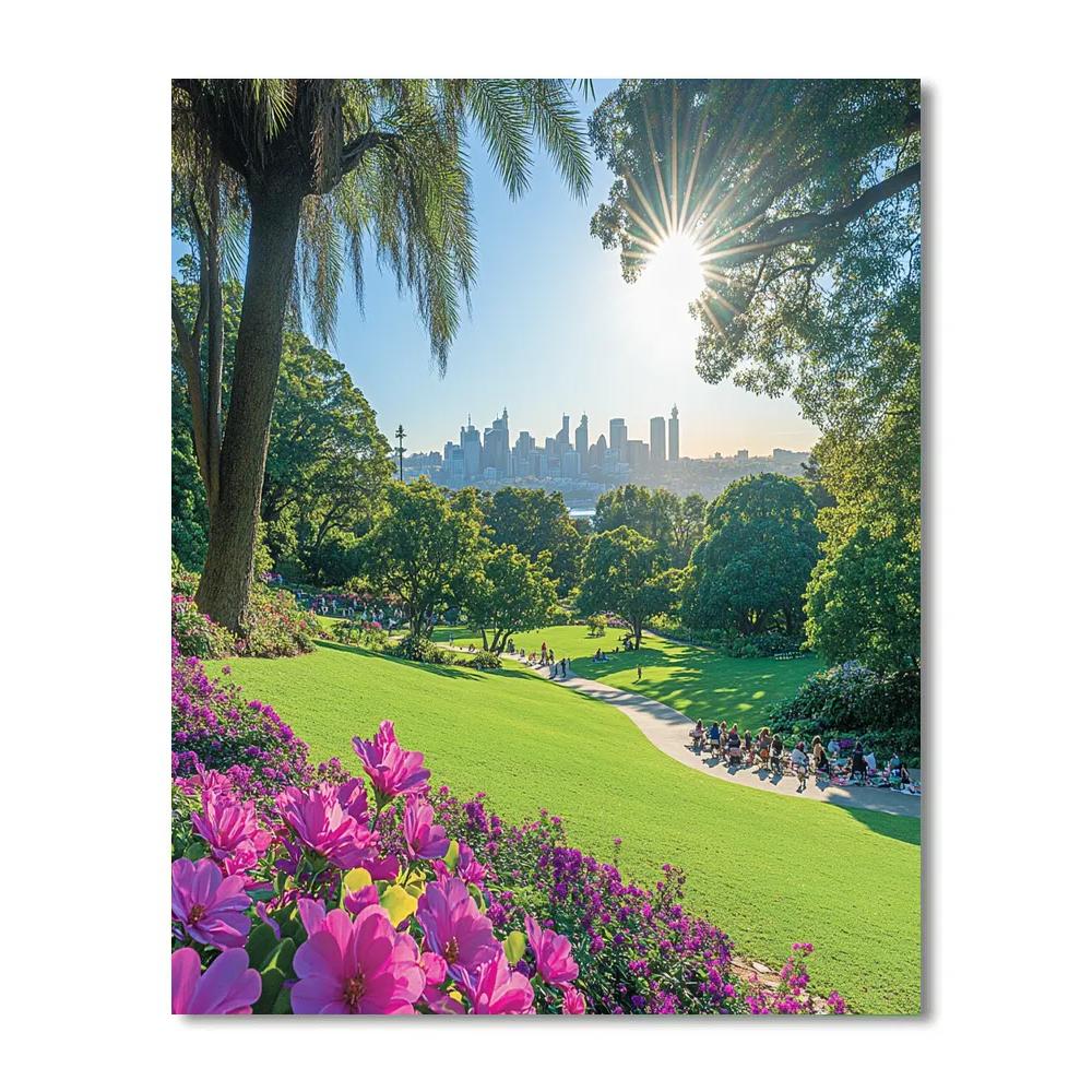 Royal Botanic Garden Skyline View, Sydney, Australia Painting by numbers kit