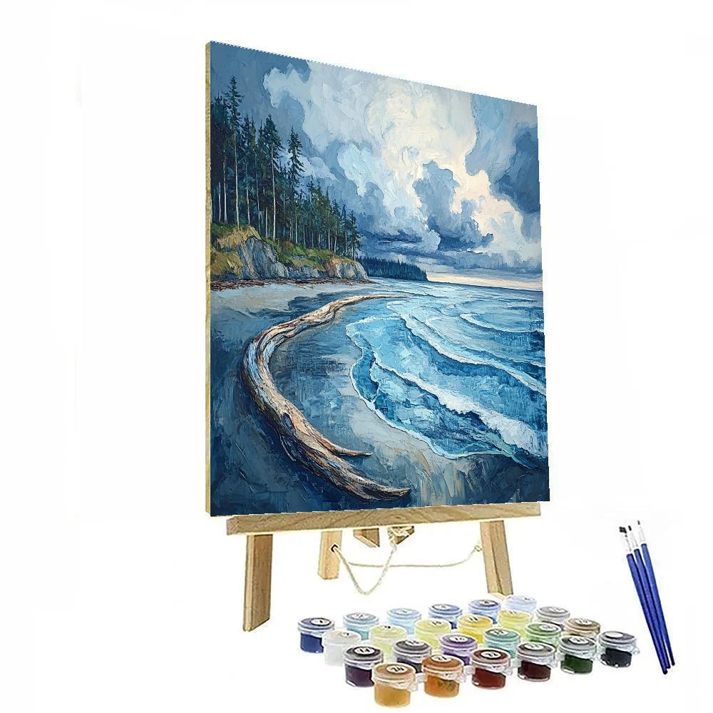 Emily Carr Inspired Stormlit Driftwood Shoreline paint by numbers